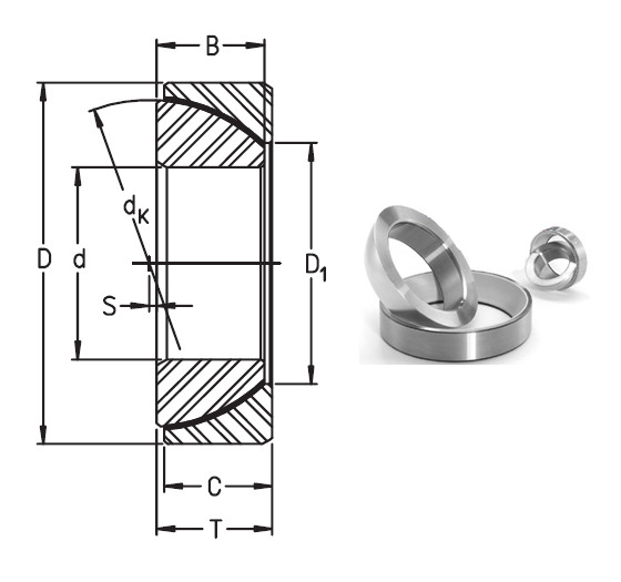 Maintenance free angular contact spherical plain bearings GAC...N